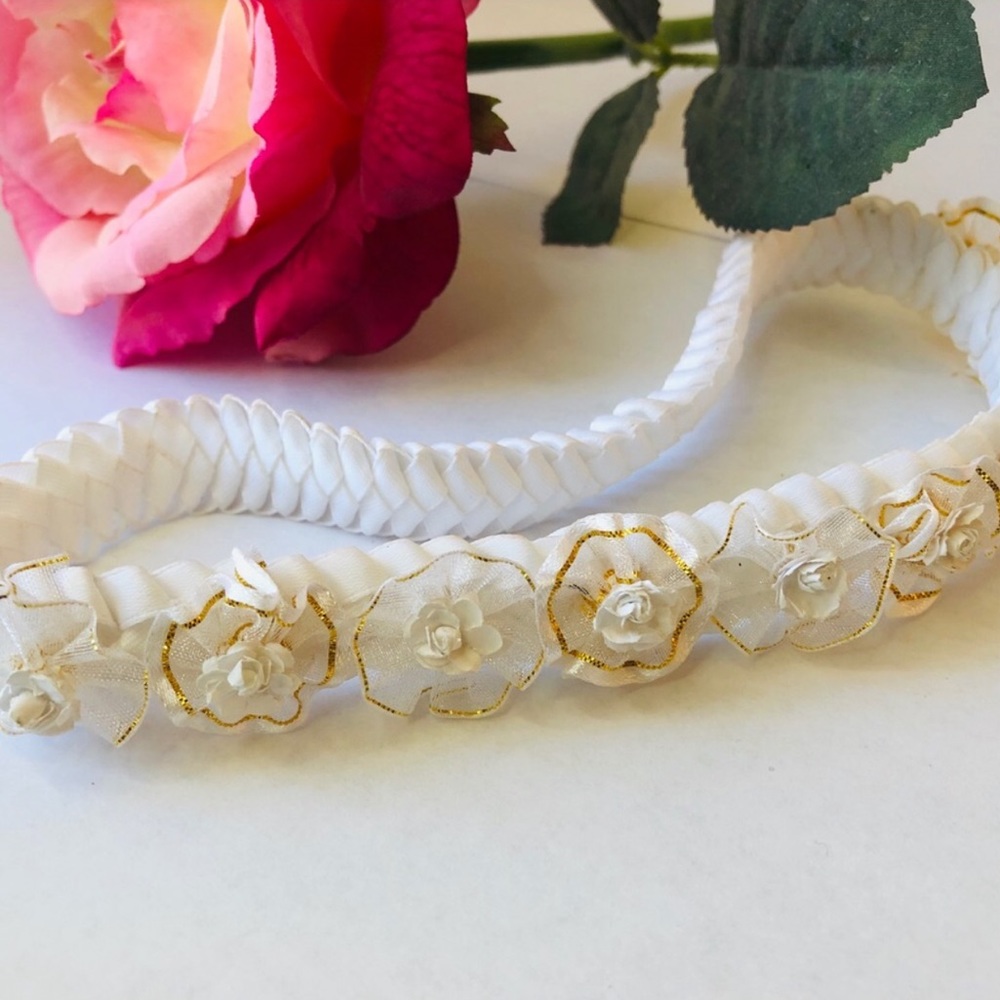 Handmade Toddler White Floral Headband